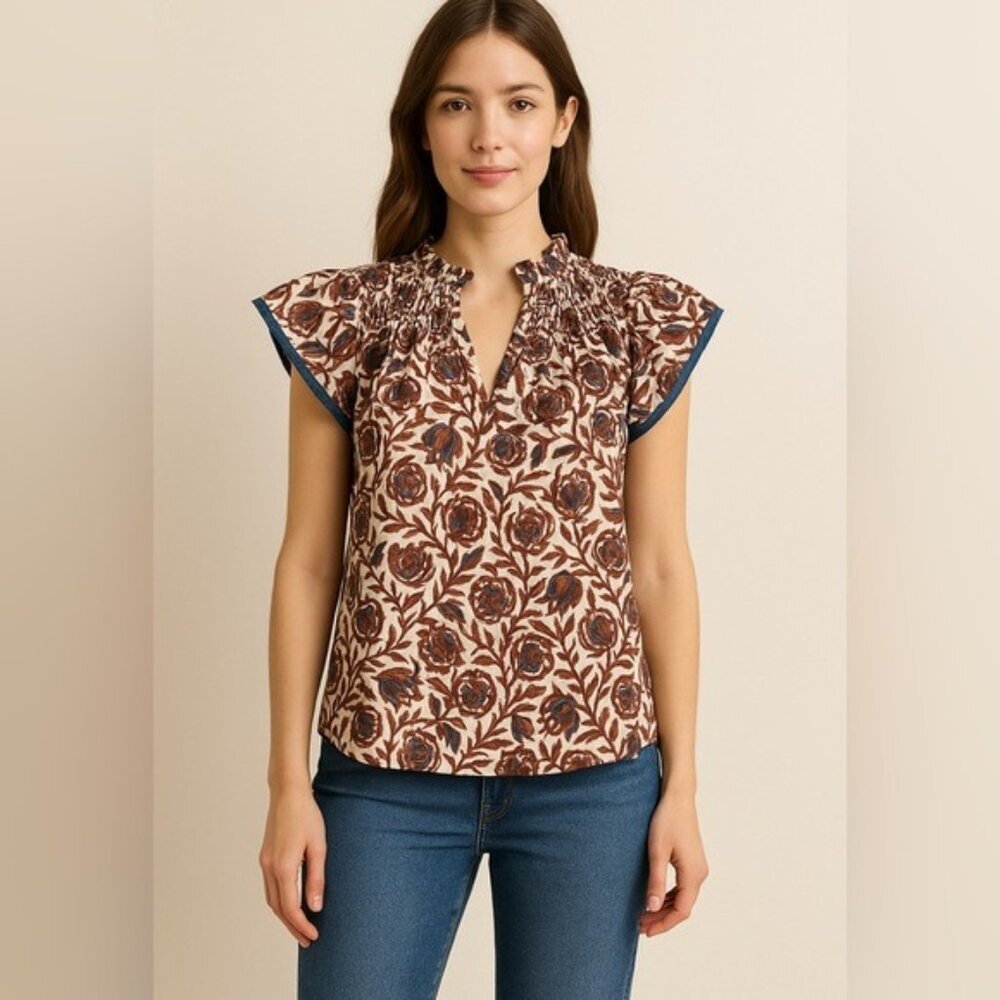 House of Harlow 1960 “Marble Rust” Top Size S – 100% Cotton, Very Good Condition